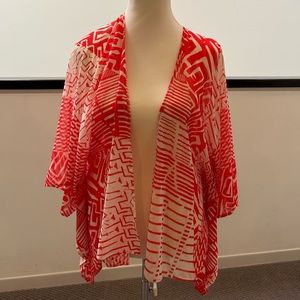 Orange “Green Dragon” Brand Sheer Jacket/Kimono. Size Small.